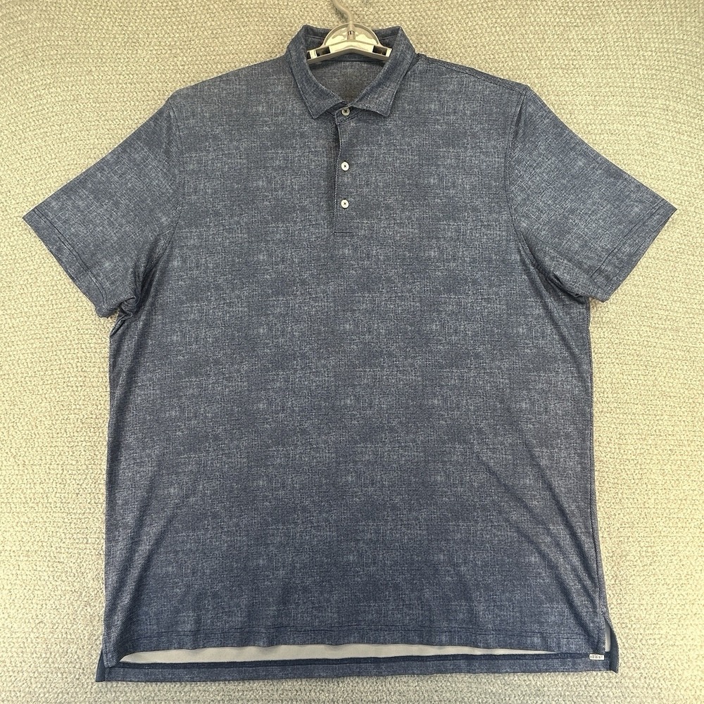 Johnnie O Golf Polo Shirt Mens 2XL Blue Microdot Gibson Performance Stretch